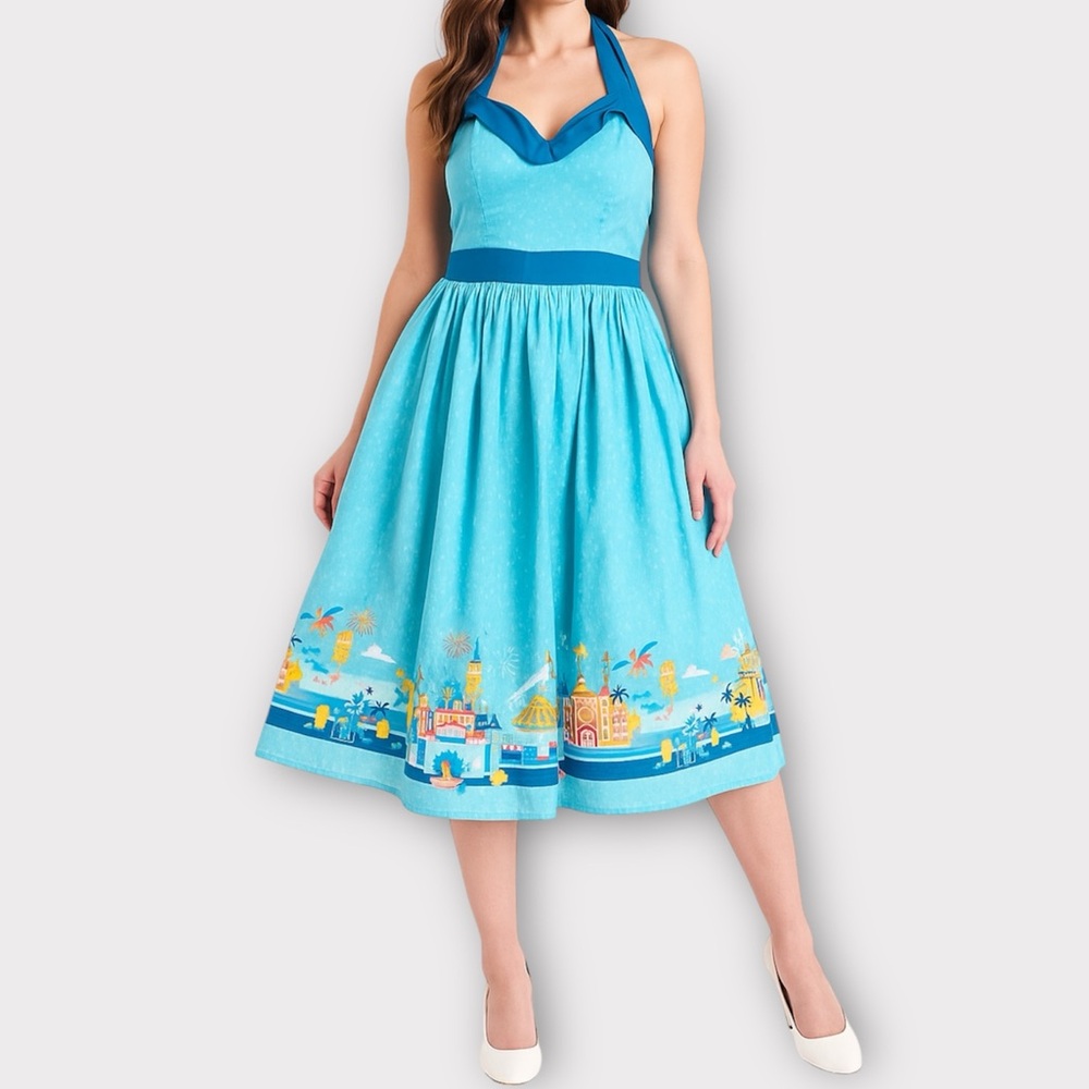 Disney Parks Women’s Dress Size 2X Magic Kingdom Halter Retro Disneyland